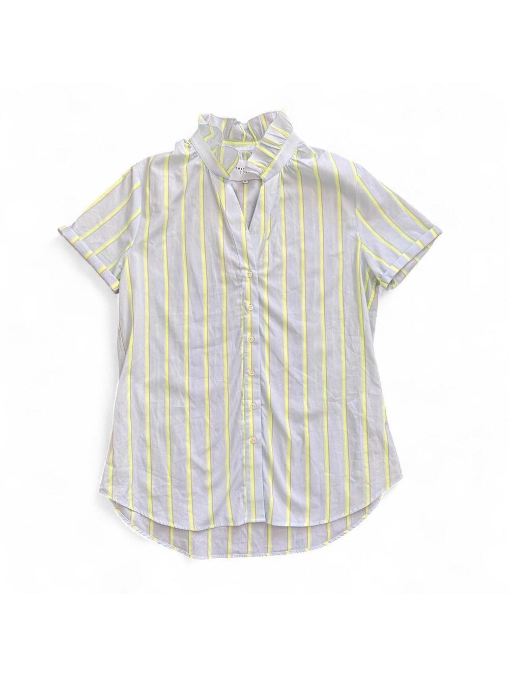 The Shirt by Rochelle Behrens Short Sleeve Striped Blouse size Medium